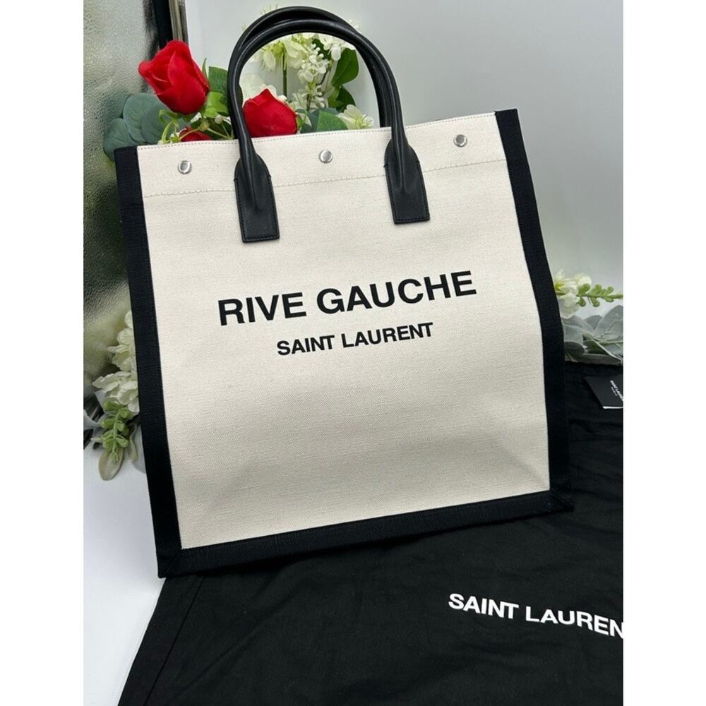 Saint Laurent RIVE GAUCHE canvas/leather tote bag made in Italy NWT - Picture 13 of 13